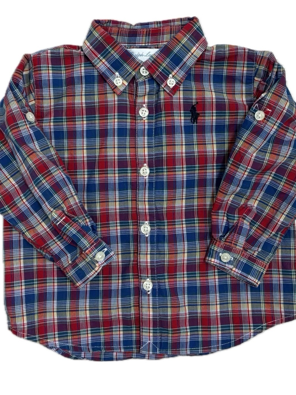 Polo by Ralph Lauren Red, Blue & White Plaid Button-Down Shirt